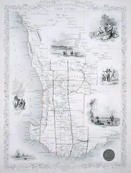 Länsi-Australia, John Tallis & Co:n Lontoon ja New Yorkin julkaisemasta World Maps -sarjasta