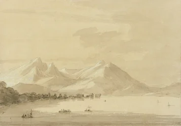 Como-järvi (lyijykynä ja pesu paperille) (pari 111238)