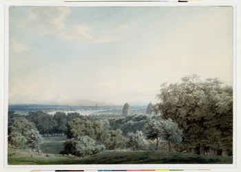 Lontoo Greenwich Hillistä, n. 1791 (wc, musta muste ja pesu grafiitilla kudospaperilla)