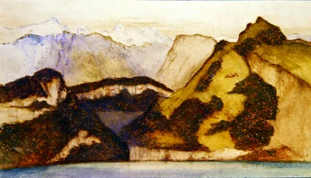 Järvikohtaus, n. 1880 (akvarelli paperille) (pari numeroon 359450)