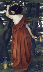 Prerafaeliittisia maalauksia: Rizpah (Ritspa, Ritspah), Aiah par Stanhopen (Spencer-Stanhope), John Roddamin (1829-1908) tytär. Öljy kankaalle