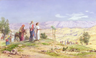 Pyhä perhe lähestyy Jerusalemia Nasaretista, 1878 (öljy kynällä aluksella)