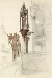 Cansignorio della Scalan hautaa ympäröivän markkinaraon tutkimus Veronassa, 1869