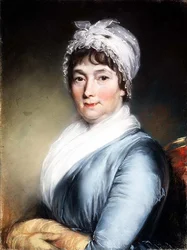 Muotokuva naisesta, jolla on pitsikotelo (pastelli)