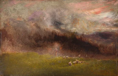Lammas myrskyssä (öljy paneelille)