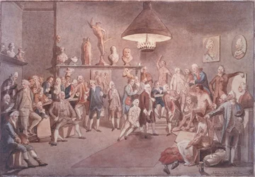 Lontoon kuninkaallisen akatemian akateemikot, kopio Johann Zoffanyn (1733-1810) maalauksen jälkeen