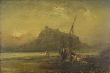 Beach Scene (öljy paperille)