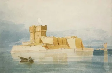 No.1477 Fort St. Marcouf, lähellä Quinevilleä, Rade de la Houguessa, Normandiassa