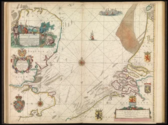 Kartta Englannin, Flanderin ja Hollannin merirannikosta, noin 1672 (vedos).