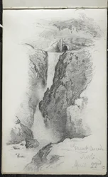Great Cascade, Tivoli, Italia, 22. huhtikuuta 1869 (grafiitti luonnonvalkoiselle kudospaperille)