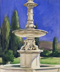 Marmorinen suihkulähde Italiassa, n. 1907.