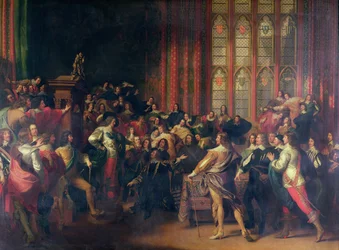 Kaarle I (1600-49) vaatii viittä parlamentin jäsentä alahuoneessa vuonna 1642