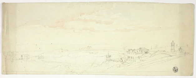 Panoraamanäkymä merenrantakaupunkiin