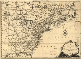 Uusi Pohjois-Amerikan kartta uusimpien löytöjen perusteella. LOC 75693504