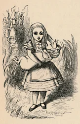 Alice pitelee sikaa sylissään, 1889