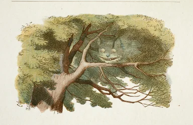 ""The Cheshire Cat"" Lautas ""Liisa ihmemaassa"" (Liisan seikkailut ihmemaassa), Lewis Carroll kuvittanut John Tenniel