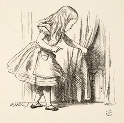 Katse verhon taakse, Lewis Carrollin (1832 - 98) pubista Alices Adventures in Wonderland. 1891