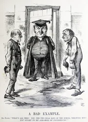 Poliittinen satiiri, jossa esitetään William Ewart Gladstone ja Benjamin Disraeli