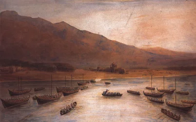 Brittiläiset joukot laskeutuvat Ras Al Khaimahiin 1809, tekijä J. Thirtle.