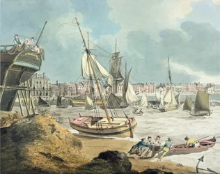Weymouthin satama, Dorset, 1805 (kynä, muste ja akvarelli paperille)