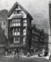Houses Lately Standing on the West Corner of Chancery Lane, Fleet Street, julkaistu vuonna 1812.