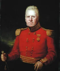 Muotokuva Sir David Bairdista (1757-1829), jolla on kunniassaan Itä-Intian yhtiön kultamitali Egyptin vuoden 1801 kampanjasta (öljy kankaalle)