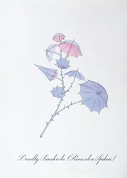 Deadly Sunshade (Parasolia Spikeii.), kuvitus John Weirin teoksesta The Bogus Book of Botany