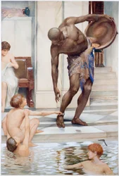The Bathers, Boys Teasing a Slave (vartaloväri, lyijykynä ja vesiväri paperille)