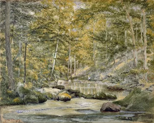 Woodland Pool ja Miesten kalastus, 1870 (wc paperilla)