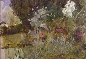 Kukkien ja lehtien tutkimus "Lumottu puutarha" (öljy kankaalle) (katso 190595)