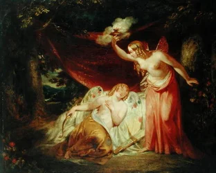 Psyche Enamored of Cupid (öljy kankaalle)