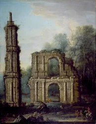 Holdenbyn linnan rauniot, Northamptonshire, noin 1735-45