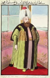 Bajazet (Bayezid) II (n. 1447–1512), kutsumanimeltään ”Adli”, Oikeudenmukainen, sulttaani 1481–1512, teoksesta ”Sarja Turkin keisarien muotokuvia”.