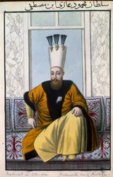 Mahmud I (1696–1754) sulttaani 1730–1754, teoksesta ”Sarja Turkin keisarien muotokuvia”