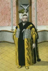 Mustapha IV (1779–1808) sulttaani 1807–1808, teoksesta ”Sarja Turkin keisarien muotokuvia”