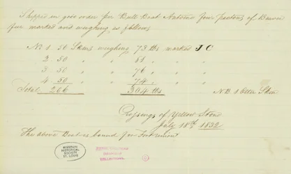 Huomautus Johnson Gardnerista, Crossings of Yellow Stone, 18. heinäkuuta 1832