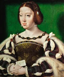Varhainen hollantilainen taide : Itävallan kuningatar Eleanorin (1498-1558) muotokuva par Cleve, Joos van (n. 1485-1540), vuoden 1530 jälkeen. Öljy puulle, 35,5x29,5. Taidehistoriallinen museo, Vienne