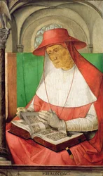 Pyhän Hieromuksen muotokuva (347-420) n. 1475 (paneeli)