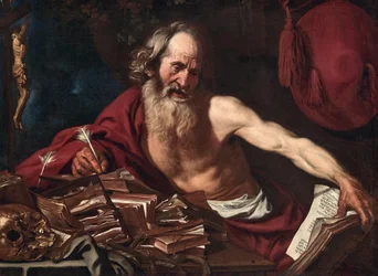 Pyhä Hieronymus sellissään, 1654.