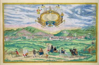 Granadan kartta, Georg Braunin (1541-1622) ja Frans Hogenbergin (1535-90) teoksesta "Civitates Orbis Terrarum", 1563