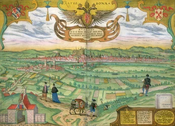 Regensburgin kartta, Georg Braunin (1541-1622) ja Frans Hogenbergin (1535-90) Civitates Orbis Terrarum -julkaisusta 1594