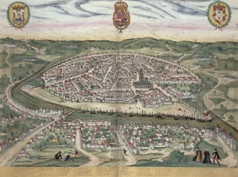 Sevillan kartta Georg Braunin (1541-1622) ja Frans Hogenbergin (1535-90) teoksesta "Civitates Orbis Terrarum", noin 1572-1617