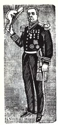 Porfirio Diazin (1828-1915), Meksikon tasavallan presidentin muotokuva. Jose Guadalupe Innin (1852-1913) ksylografia.