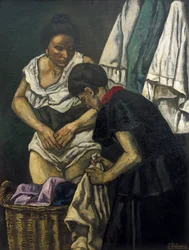 GUTIERREZ SOLANA, Jose (1886-1945). Pesulanaiset. 1931. Nykytaide. Öljy kankaalle. Yksityiskokoelma.