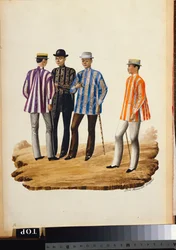 Manila ja sen ympäristö: Mestizos Going to the Fiesta (vesiväri vartalovärillä)