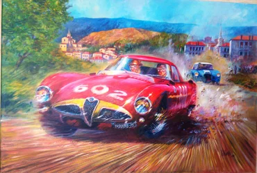 Juan Manuel Fangio Mille Miglia 1953 (Akryyli kankaalle, 2017)