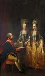 Muotokuva keisari Joseph II: sta spinetissä sisarten Maria Elisabethin ja Maria Annan kanssa