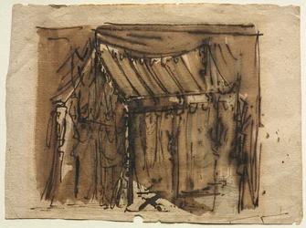 Teltta (recto); Kaksi luonnosta (käänteinen)