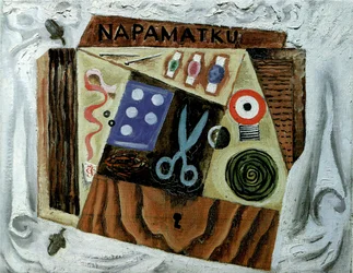 Asetelma saksilla, 1916