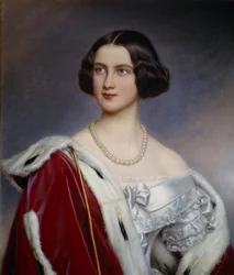 Muotokuva Preussin prinsessa Mariasta (1825-1889) Joseph Karl Stielerin (1781-1858) maalaus (ec.all.) 1800-luvun München. Chateau De Nymphenburg